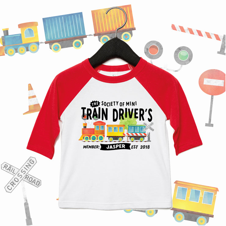 Mini Dreams Train Driver (Personalised) Kids Raglan