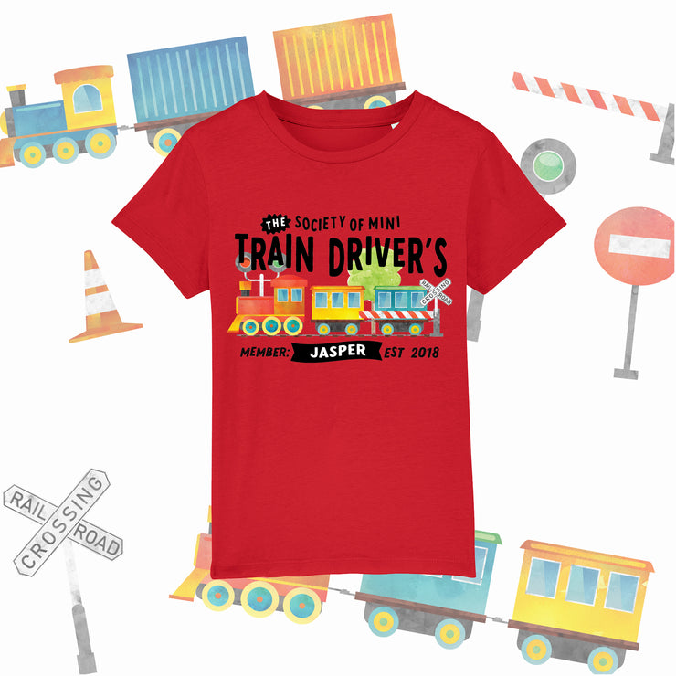 Mini Dreams Train Driver kids (Personalised) organic t-shirt