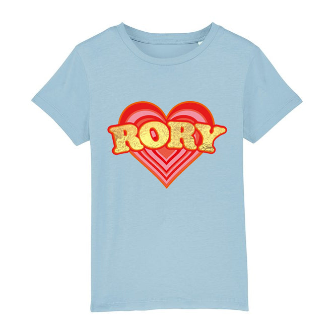 Retro heart (Personalised) Kids Organic T-Shirt