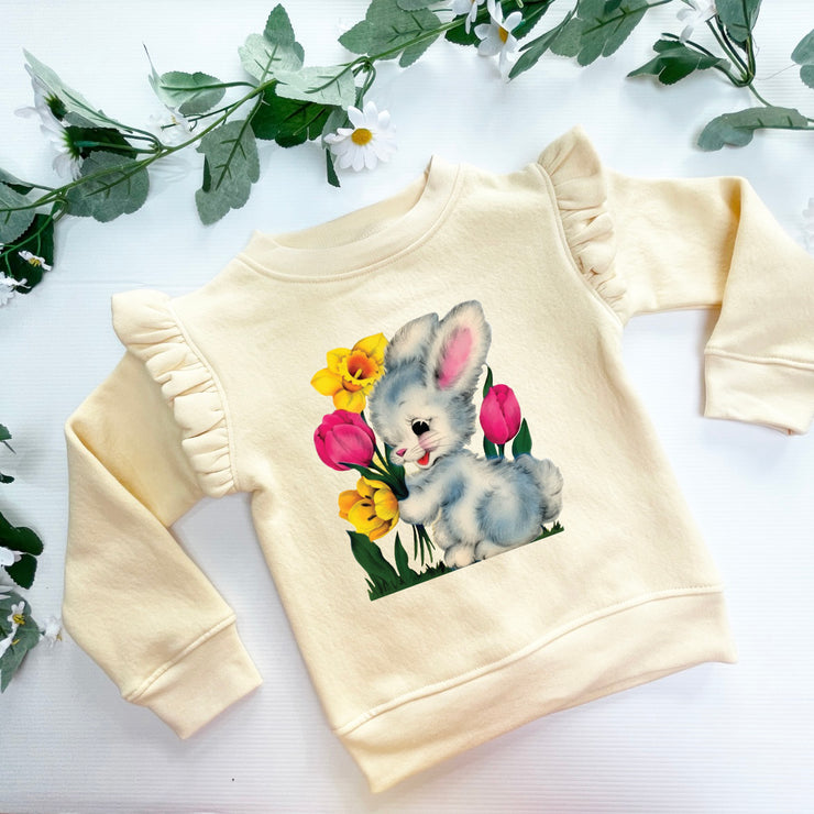 Retro Bunny Frill Kids Sweatshirt