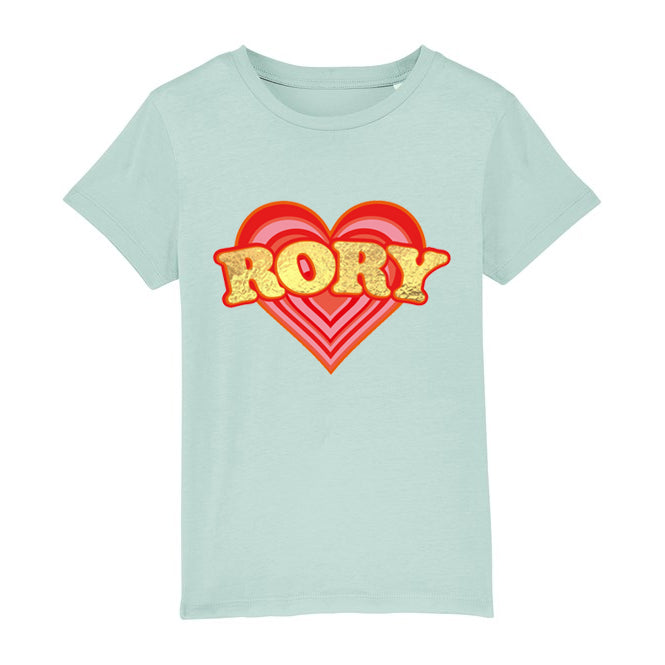 Retro heart (Personalised) Kids Organic T-Shirt