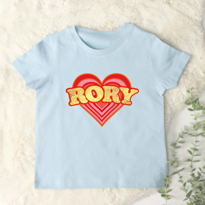 Retro heart (Personalised) Kids Organic T-Shirt