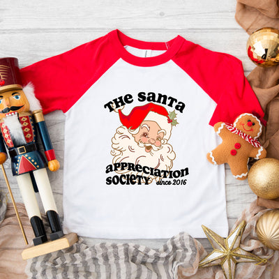 Santa Appreciation (Personalised date) Christmas Kids Raglan