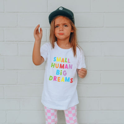Small Human Big Dreams kids white t-shirt