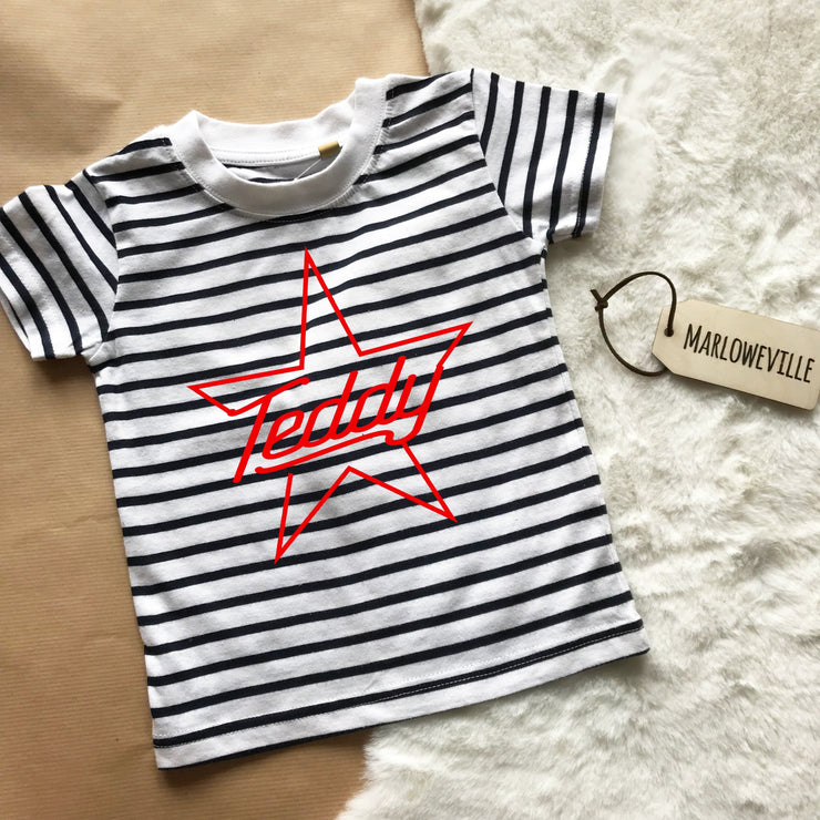 Star Name Short Sleeved Striped Kids T-Shirt