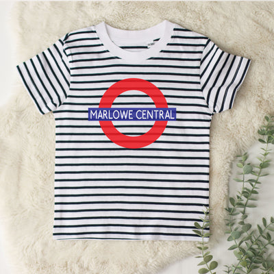 London Tube (personalised) Name Central Kids Stripe T-Shirt