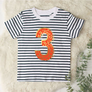 Leopard Birthday Stripe Tee/Breton