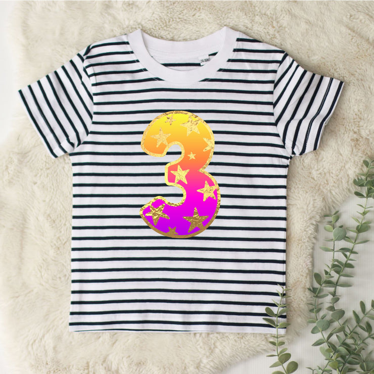 Shiny Star Birthday Stripe Tee/Breton