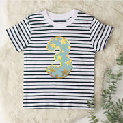 Shiny Star Birthday Stripe Tee/Breton