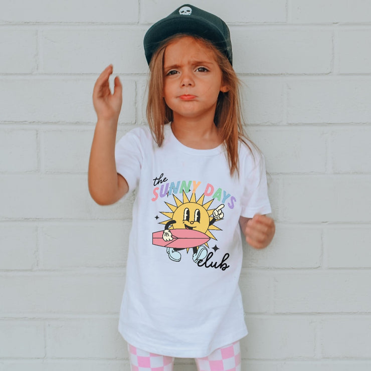 Sunny days club white t-shirt (adults and kids)