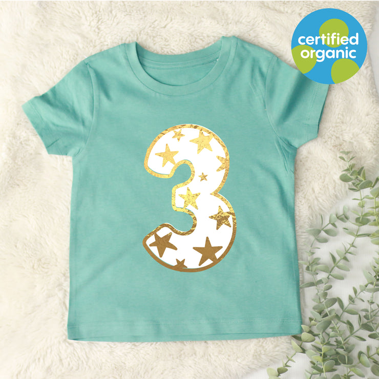 Birthday Shiny Star Kids Organic T-Shirt