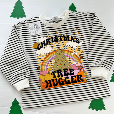 Christmas Tree Hugger Striped Slouch kids Sweater/Dress