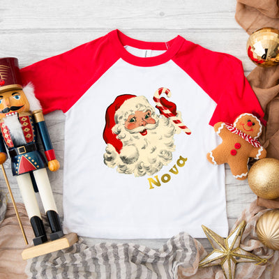 Vintage Santa Christmas Kids Raglan