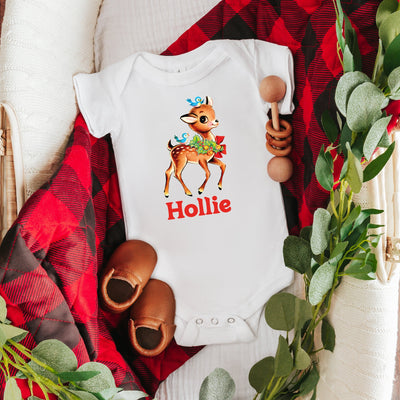 Vintage deer Baby Footed Romper/ Vest