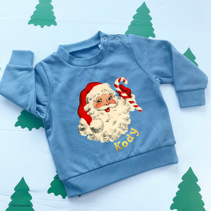 Vintage Santa (Personalised name) baby sweater/sweatshirt