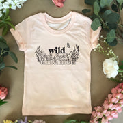 wild and untamed kids slogan t-shirt