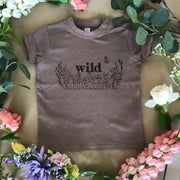 wild and untamed kids slogan t-shirt